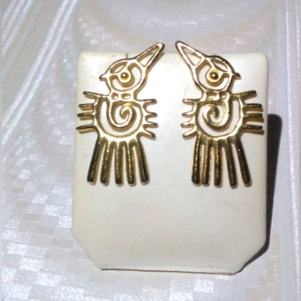 Vintage Bird Earings Signed WC 1986